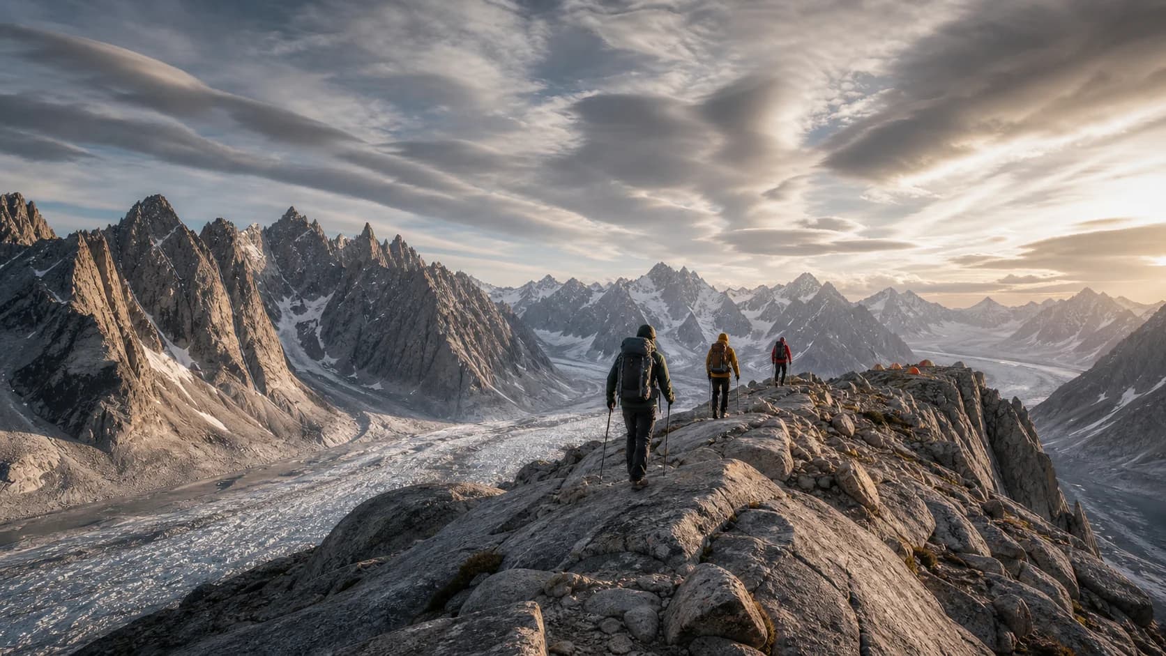 Traverse route through high mountain terrain